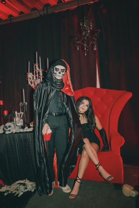 Malaria Costume, Villian Halloween Costumes Couples, Couple Halloween Costumes Grim And Malaria, Grim And Malaria Costume, Grim Reaper And Malaria Costume, Grim Reaper Couple Costume, Malaria And Grim Disfraz, Grim Reaper Costume Men, Grim Reaper Halloween Costume Women