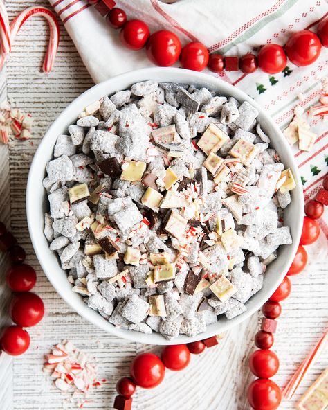 Peppermint Bark Muddy Buddies Peppermint Bark Muddy Buddies, Peppermint Muddy Buddies, Bark Candy, Rice Chex, Cereal Snacks, Candy Bark, Chex Cereal, Muddy Buddies, Peppermint Bark