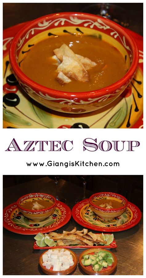 Easy Aztec Soup (Mexican Sopa Azteca Recipe) Azteca Soup Recipe, Sopa Azteca Recipe, Aztec Soup, Mexican Sopa, Mayan Food, Central American Food, Mexican Soup, Low Carb Soup, Global Recipes