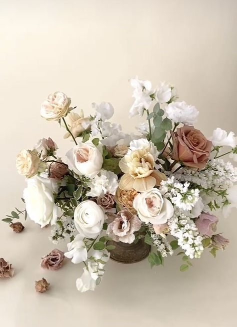 Mocha Wedding Flowers, Muted Floral Arrangements, Muted Pink Flowers, Koko Loko Rose Bouquet, Wedding Centerpieces Whimsical, Neutral Rose Bouquet, Antique Wedding Flowers, Mauve Flowers Wedding, Mauve Wedding Florals