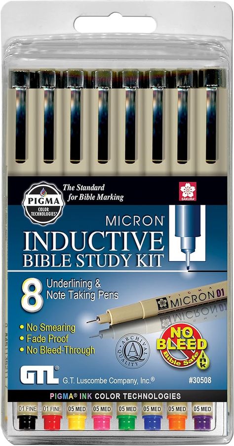 Amazon.com : PIGMA MICRON INDUCTIVE BIB 8PK : Bible Marking Kit : Office Products Bible Pens, Bible Marking, Inductive Bible Study, Lds Scriptures, Office Products, Ink Color, Note Taking, Bible Journaling, Bible Study