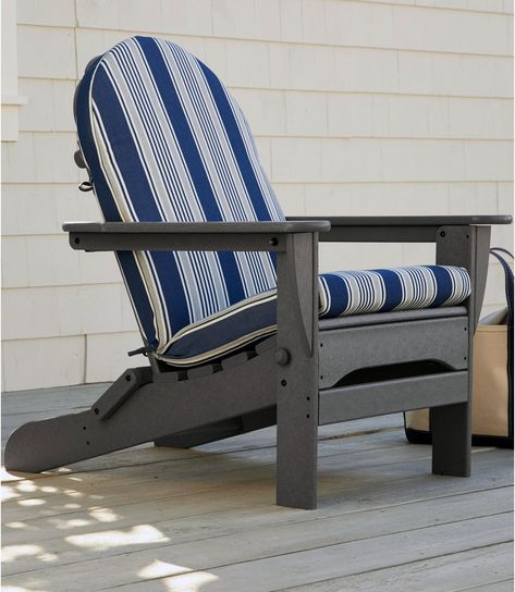 Casco Bay Adirondack Chair Seat and Back Cushion, Stripe | Cushions & Pillows at L.L.Bean Adirondack Furniture, Home Goods Furniture, Adirondack Chair Cushions, Pine Coffee Table, Porch Rocker, Wooden Cottage, Patio Side Table, Camping Furniture, Chair Seat Cushion