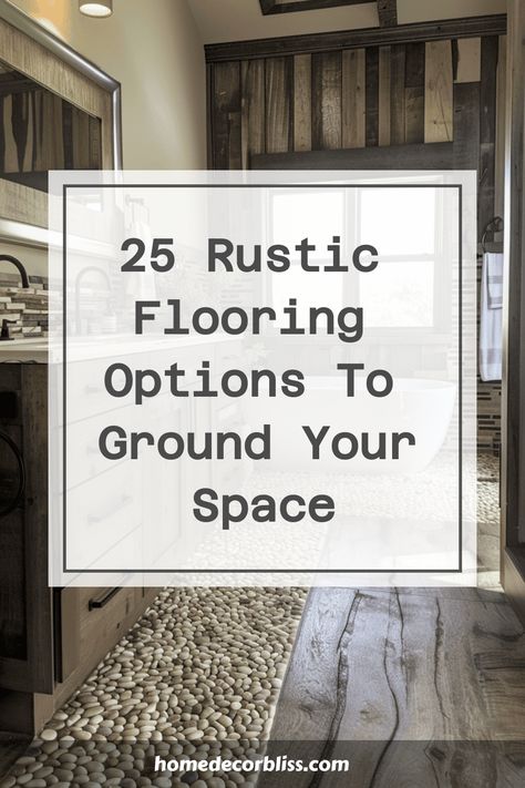 Explore a curated selection of 25 rustic flooring options that will beautifully ground your space. From reclaimed wood to natural stone, find the perfect flooring inspiration for your home décor projects. Whether you're looking to add warmth or a touch of earthy charm, these rustic flooring ideas are sure to elevate any room in your home. Discover the perfect foundation for your interior design style with these inviting and timeless flooring options. Rustic Flooring Ideas, Farmhouse Kitchen Flooring, Rock Floor, Rustic Wood Floors, Slate Tile Floor, Rustic Tile, Wooden Wall Signs, Rustic Home Interiors, Rustic Flooring