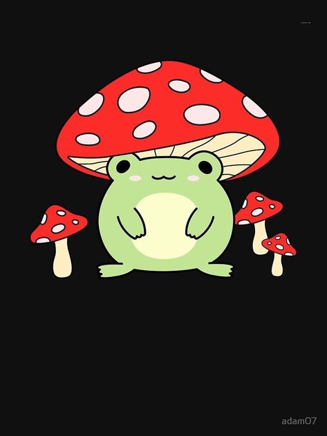 Frog Mushroom Drawing, Frog And Mushroom Art, Hongos Aesthetic, Rana Aesthetic, Ayunoko Frog, Frog With Mushroom Hat, Mushrooms Aesthetic, Frog With Mushroom, Frogs And Mushrooms