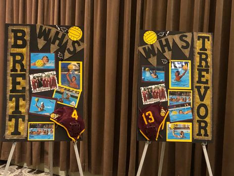 Senior Night Posters Water Polo, Waterpolo Senior Night Posters, Water Polo Decorations, Water Polo Senior Night, Swim Team Gifts, Orange Centerpieces, Sr 25, Senior Night Posters, Sports Banquet