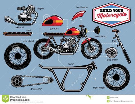 Motorcycle Christmas, Cafe Racer Parts, Motorcycle Mechanic, Motorbike Parts, Cafe Racer Moto, Mini Jeep, Harley Davidson Artwork, Motorcycle Equipment, Bike Illustration