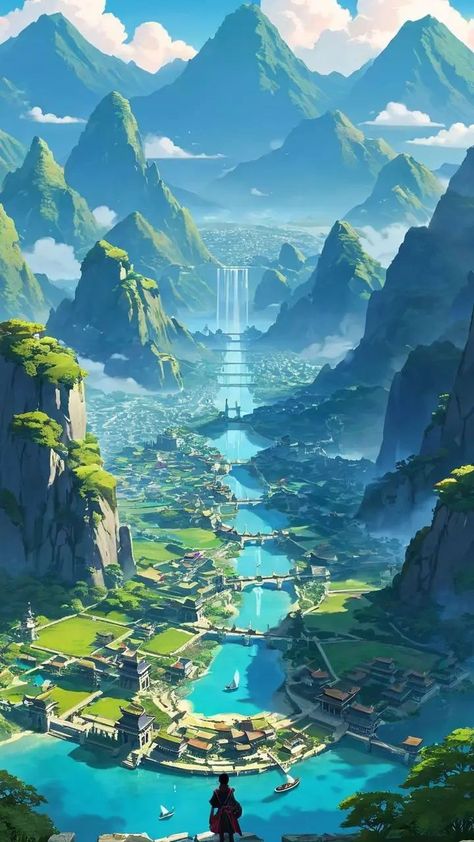 Fantasy World Map, Magic Land, Landscape Concept, Fantasy Worlds, Fantasy Castle, Alien Worlds, Fantasy City, Fantasy Places, Beautiful Locations Nature