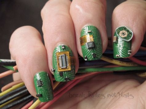 Circuit board nails Matte Nail Colors, New Years Nail Designs, Popular Nail Art, Nail Art Images, Colorful Nail, Short Coffin Nails, Holiday Nail Art, Colorful Nail Designs, Popular Nails