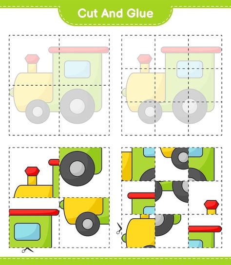 Parts Of A Car Preschool, Parts Of Car, Cars Preschool, Preschool Workbooks, Cut And Paste Worksheets, Physical Activities For Kids, Cut And Glue, Preschool Activities Toddler, Puzzle Crafts