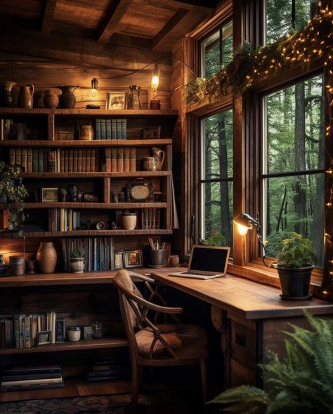 Cozy Home Library, Cabin Aesthetic, Academia Decor, Basement Renovation, Yellow House, Bedroom Decor Inspiration, 2023 Vision, Renovation Design, Cabin Homes