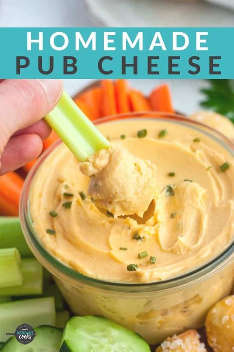 Homemade Pub Cheese, Bar Cheese Recipe, Spreadable Cheese Recipes, Pub Beer Cheese, Cheese Dip For Veggies, Pub Appetizers, Pub Cheese Recipe, Beer Cheese Spread, Pub Cheese Spread