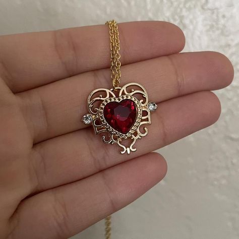 gold ruby red heart necklace 
the chain is 18 in... - Depop Heart Gold Necklace, Red Heart Necklace, Necklaces Gold, Gold Heart Necklace, The Chain, Elegant Necklaces, Ruby Red, Red Heart, Heart Necklace