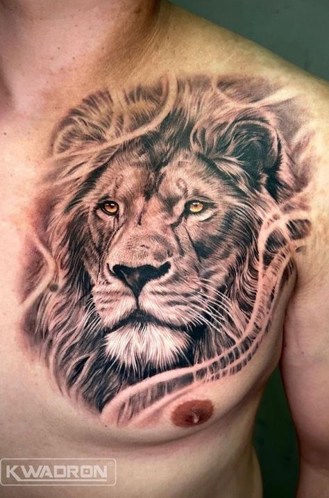 Lion Chest Tattoo Men Design, Lion Chest Tattoo, Tattoo Ideas Males, Persian Tattoo, Animal Sleeve Tattoo, Small Chest Tattoos, Lion Tattoo Sleeves, Mens Lion Tattoo, Lion Head Tattoos