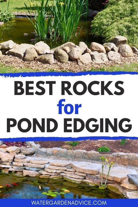 Farm Pond Landscaping, Pond Edging Ideas, Pond Edging, Pond Rocks, Waterfall Pool, Lake Landscaping, Wildlife Pond, Rocks For Garden, Garden Ponds