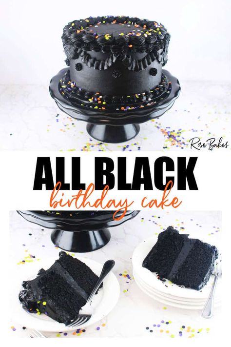 This all-black cake is the Perfect Halloween Birthday Cake. If your birthday falls in October, this delicious black velvet cake with black buttercream (no food coloring) is sure to please. It tastes incredible and is as impressive as any spooky Halloween Cake. Black Halloween Cake, Black Velvet Cake Recipe, Black Velvet Cake, Birthday Cake Black, Fun Birthday Cakes, Halloween Cheesecake, Black Buttercream, Black Velvet Cakes, Halloween Birthday Cake