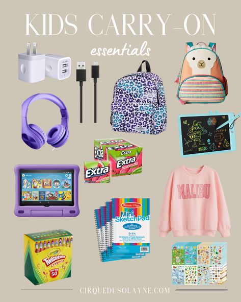 Flying with Kids: Exactly What I Pack in my Kids Carry-On Bag (Ages 3-6) Plane Ride With Kids, Airplane With Kids, Travel Bags For Kids, Carry On Bag Packing, Kids Carry On, Kids Carry On Bag Packing Lists, Airplane Ideas For Kids Air Travel, Kids Airplane Bag, Suitcase Packing List