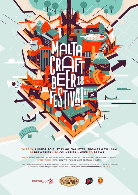 Malta Craft Beer Festival 2018 on Behance Craft Beer Design Graphics, Craft Beer Illustration, Craft Beer Photography, Beer Website, Craft Beer Party, Craft Beer Wedding, Beer Event, Craft Beer Logo, Beer Posters