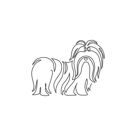 Pet Icon, One Continuous Line Drawing, Chicken Wire Sculpture, Cute Shih Tzu, Perro Shih Tzu, Dog Mascot, Dog Line Art, Dog Salon, Logo Identity