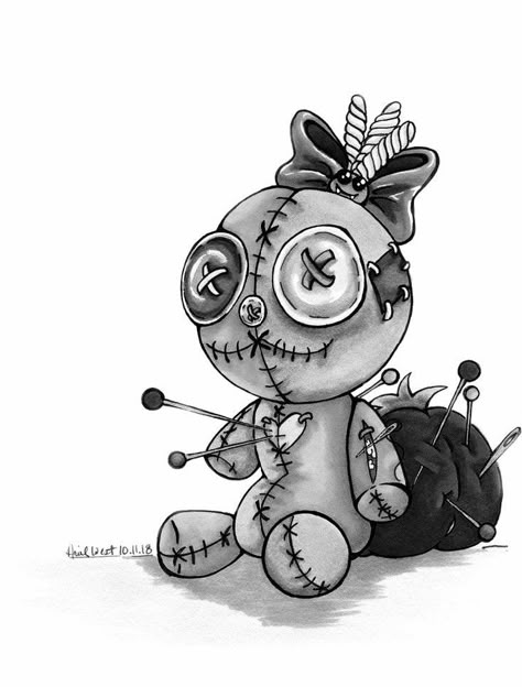 Halloween Imagem, Voodoo Doll Tattoo, Voodoo Tattoo, Voodoo Art, Doll Tattoo, Doll Drawing, Creepy Drawings, Tim Burton Art, Dark Art Tattoo