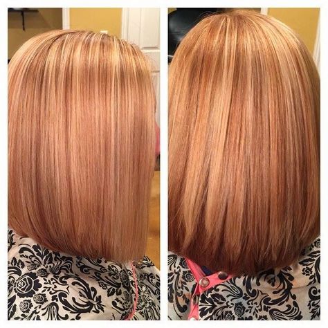 Strawberry blonde bob. Reddish Blonde Hair With Highlights, Highlights For Redheads, Red Highlights In Blonde Hair, Fall Strawberry Blonde Hair Color, Short Strawberry Blonde Hair, Natural Red Heads, Highlights Makeup, Strawberry Blonde Highlights, Red Blonde Hair