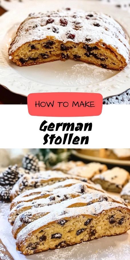 Classic German Christmas Stollen Recipe - Festive Holiday Bread Learn how to make traditional German Christmas Stollen, a festive fruit-filled bread with marzipan. Perfect for holiday gatherings and adding a touch of Germany to your festive table. Traditional German Christmas Cookies, German Stollen Recipe, Easy Stollen Recipe, Stollen Cookie, German Christmas Stollen Recipe, German Christmas Desserts, Christmas Stollen Recipe, Stollen Bread, Stolen Recipe