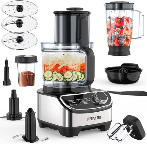 FIMEI Multifunctional Food Processor, 1300W, 3 Speeds and Pulse Function, 3.5L Chopper, 1.5L Blender, Grinder, Citrus Juicer, Dough Hook, Whisk, Shredder, Reversible Slicer, Triple Lock Protection : Amazon.co.uk: Home & Kitchen Bosch Recipes, Blender Chopper, Dough Mixer, Citrus Juicer, Vegetable Slicer, Egg Beaters, Food Processor, Coffee Grinder, Juicer