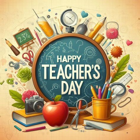 Photo a poster for teachers day with a c... | Premium Photo #Freepik #photo Poster For Teachers Day, Happy Teacher Day Poster, World Teachers Day Poster, Background For Teachers Day, Happy Teachers Day Poster, Happy Teachers Day Poster Design Ideas, Happy Teachers Day Hd Images, Teachers Day Frame Background, Teachers Day Photos