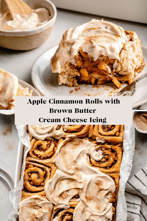 Fall Baking Apples, Butter Cream Cheese Icing, Healthy Apple Pie Smoothie, Brown Butter Cream Cheese, Apple Pie Smoothie, Apple Crumble Pie, Fluffy Cinnamon Rolls, Apple Cinnamon Rolls, Pie Crumble