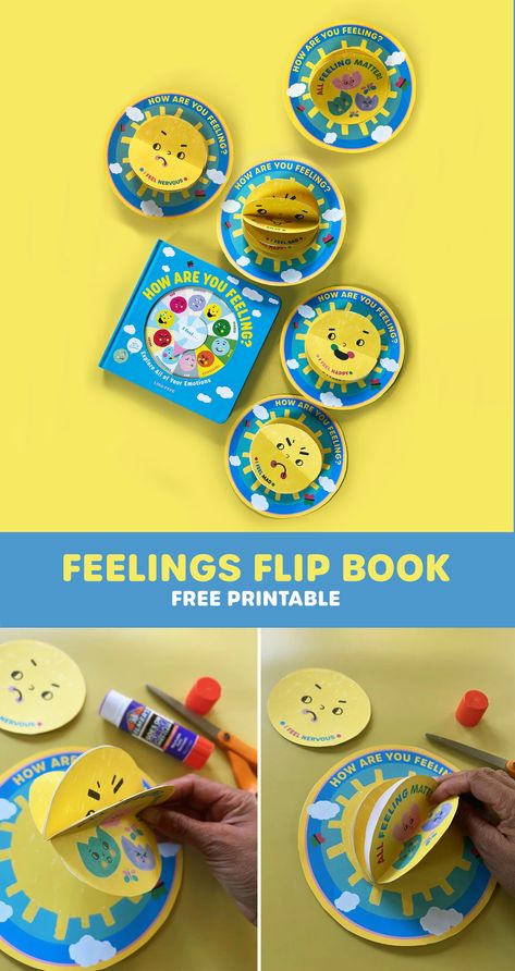 How are you feeling? Happy, Sad, Nervous or maybe a little silly? This feelings flip book activity can help kids keep exploring their emotions along with reading the book! Simply download the free printable (link in bio) and with scissors and a little glue you can make your own. Use it to talk about feelings each day! Download the free printable. Diy Emotions Flip Book, Emotions Flip Book, Emotion Flip Book, Feelings Activities Kindergarten, Feelings Craft, Teachers Day Activities For Kids, Flip Book Video, Feelings Activities Preschool, Interactive Books For Kids