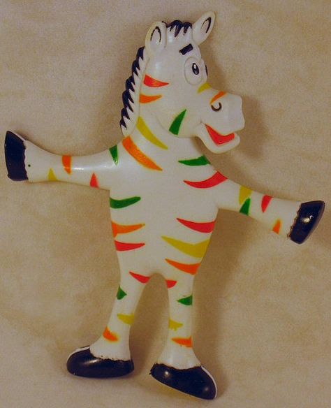 This bendy figure is "Yipes" the Fruit Stripe Gum zebra. It was a mail-away premium in the 1980s.  I've started a new Flickr group called Raiders of The Lost Snacks, which is dedicated to snack food characters. Please join and contribute if you can. Nostalgic Food, Food Characters, Good Ole Days, Antique Store, Good Ole, Antique Stores, Vintage Advertising, Saturday Morning, The Fruit