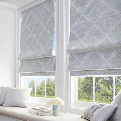 Damask Blackout Cordless Roman Shade | Kohls Roman Shades Living Room, Blinds For Windows Living Rooms, Room Darkening Shades, Cordless Roman Shades, Window Treatments Living Room, Blinds Design, Roman Shade, Roman Blind, Window Room