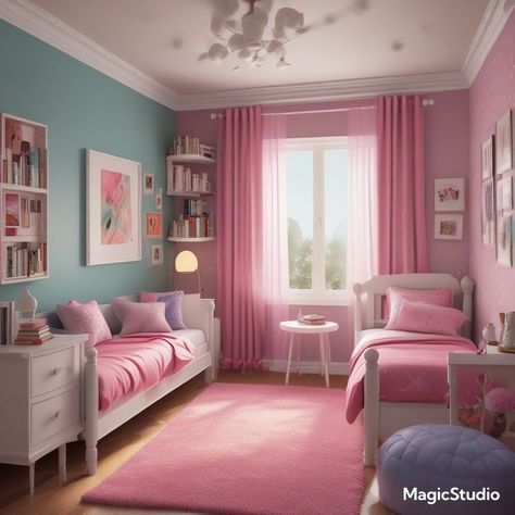 Creating a shared space for two girls that is both stylish and functional can be a fun and rewarding challenge. This article will explore 26 design ideas for Shared Bedroom Paint Ideas, Small Bedroom For Two Sisters, Small Girls Bedroom Ideas For Two, Small Bed Ideas Bedrooms, 2 Girls Bedroom Ideas, Twin Girl Bedrooms, Small Girls Bedrooms, Sibling Room, Shared Girls Bedroom