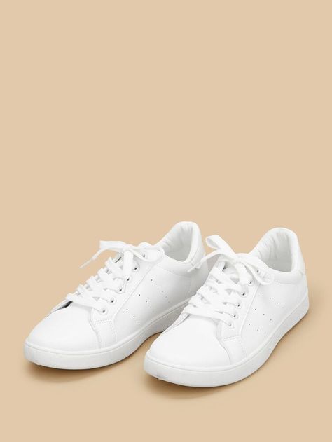 Plain White Shoes, White Puma Shoes, Plain White Sneakers, Casual Shoes Women Sneakers, White Sneakers Women, Latest Sneakers, Lacing Sneakers, Low Top Sneakers, Latest Shoes