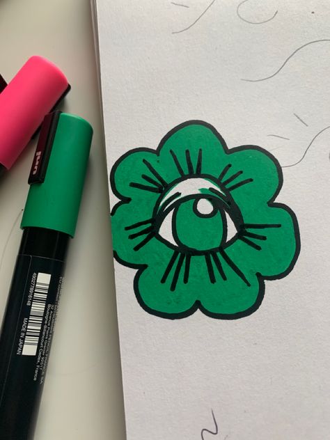 #art #posca #poscamarkers #green #flowerartwork #doodle #sharpie Simple Posca Pen Art, Posca Pen Art, Posca Art, Sharpie Art, Flower Artwork, Graffiti Artist, Pen Art, Graffiti Art, Made In Japan