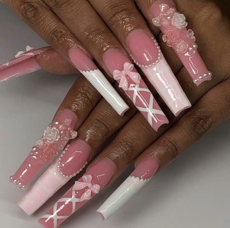 Acrylic Nail Designs Classy, Valentines Day Nails, Long Acrylic Nail Designs, Beige Nails, Polygel Nails, Unique Acrylic Nails, Kawaii Nails, Beautiful Nail Designs, Toe Nail Art