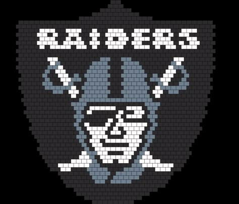 Oakland Raiders Panel bead pattern Raiders Bead Pattern, Raiders Beaded Medallion, Crochet Pot Holders Free Pattern, Pixel Quilting, Native American Beadwork Patterns, Beaded Banners, 8bit Art, Beading Patterns Free, Brick Stitch Pattern