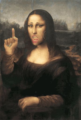 5743f2d2b5da33c86c4edcf818a1a133.gif 346×512 pixels Lisa Gif, Mona Lisa Parody, Mona Lisa Smile, Animiertes Gif, Art Parody, Art Funny, Stanley Kubrick, Pulp Fiction, Zeppelin