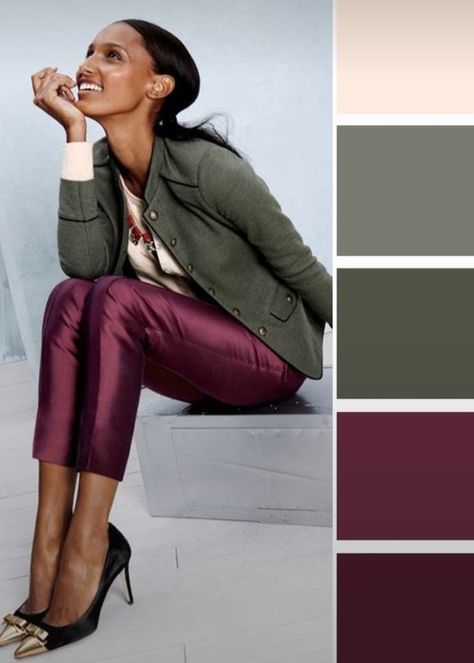 Bordeaux Color Palette, Plum Color Scheme, Autumn Color Palette Fashion, Dress Trending, Fall Color Schemes, Fall Boots Outfit, Colour Combinations Fashion, Burgundy Outfit, Color Combos Outfit