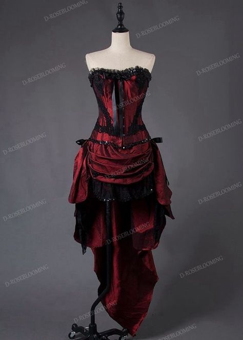 Burgundy Gothic High-low Party Dress D1027 Red Gothic Dress, High Low Party Dresses, Vampire Dress, Vampire Clothes, Goth Dress, Fantasy Gowns, Fairytale Dress, Gothic Dress, Fantasy Dress