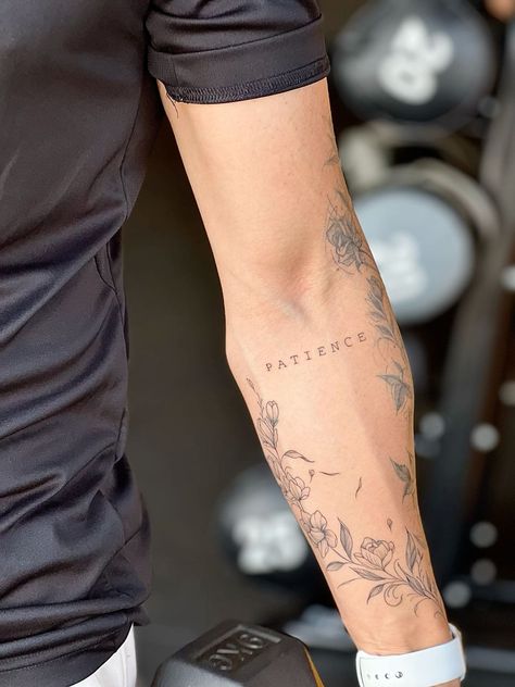 Tattoos For Men Forearm Half Sleeve, Aztec Arm Tattoo Men, Arm Tattoos Men Aesthetic, Mens Inside Forearm Tattoo, Love Tattoo Men, Word Tattoos For Men Forearm, Upper Bicep Tattoo, Guy Tattoos Aesthetic, Left Arm Tattoo Men