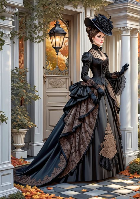 Colonial Dresses, Vintage Luxury Outfits, Victorian Gothic Gown, Vintage Victorian Dress, Late Victorian Dress, Historical Dress, 1800 Dresses Victorian, 1800s Art, Modern Victorian Dress