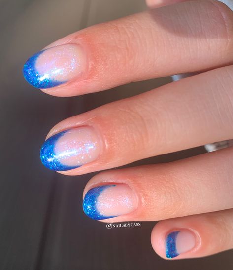 Sparkly Blue French Tip Nails, Sparkly French Nails, Sparkly French Tip, Sparkly French Tip Nails, Sparkly French Tips, Blue French Tip Nails, Blue French Tip, Blue French Tips, Casual Nails