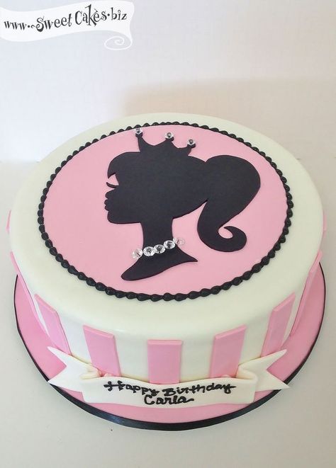 Birthday Ideas For Girls, Barbie Cake Designs, Poker Cake, Bolo Rapunzel, Girl Birthday Cake, Cakes Fondant, Barbie Silhouette, Barbie Birthday Cake, Barbie Doll Cakes