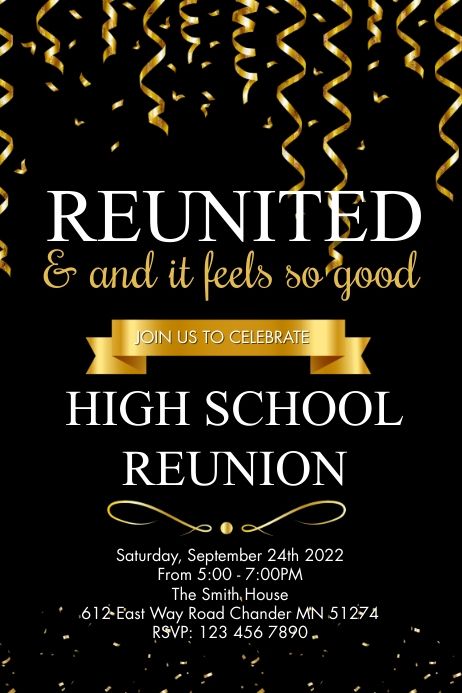 School Get Together Invitation, Class Reunion Invitations Template Free, Reunion Template, Reunion Poster, School Reunion Decorations, Family Reunion Invitations Templates, Class Reunion Planning, Class Reunion Invitations, High School Class Reunion