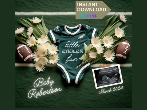 Football Baby Announcement, Football Pregnancy Announcement, Philadelphia Eagles Baby, Ultrasound Announcement, Social Media Baby Announcement, Pregnancy Announcement Social Media, Fall Baby Announcement, Pregnancy Announcement Template, Pregnancy Announcement Photos