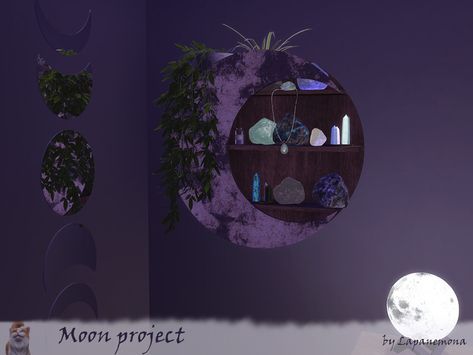 Sims 4 Celestial Cc, Witch Living Room, Sims 4 Cc Furniture Living Rooms, Moon Projects, Cc Furniture, Olive Juice, Window Planters, Sims Ideas, Wall Flag