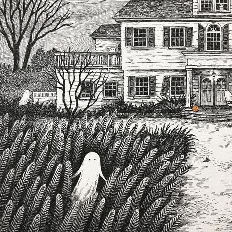 Laurie A Conley, Ink Pen Art, Art Hobbies, Ink Sketch, Gothic Art, Horror Art, Haunted House, Ink Art, Pen And Ink