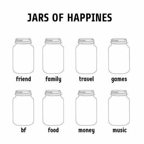 Jars Of Insecurities, Jar Of Template, Sanrio Gifts, Jar Of Happiness, Jar Of Happiness Template, Fill The Jars Template, Happy Jar, Phone Humor, Islamic Wallpaper Iphone