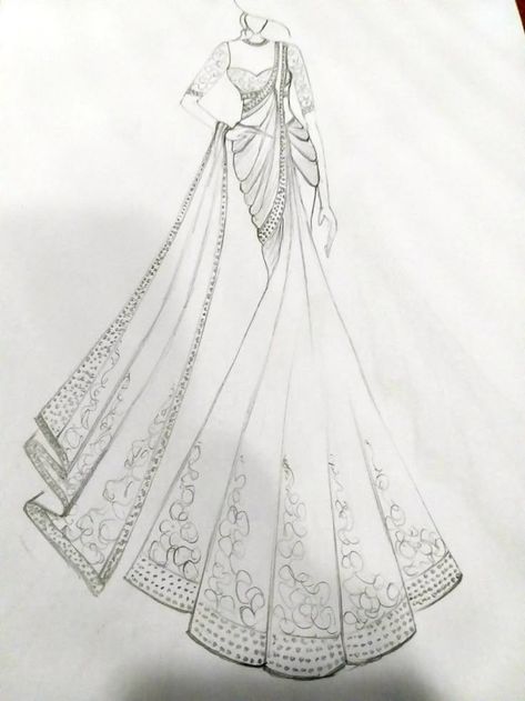 Saree Sketch, Dress Illustration Design, Sketch Tattoos, Simple Draw, Fashion Design Books, Fashion Figure Drawing, Fashion Illustrations Techniques, Fashion Drawing Sketches, Dress Illustration