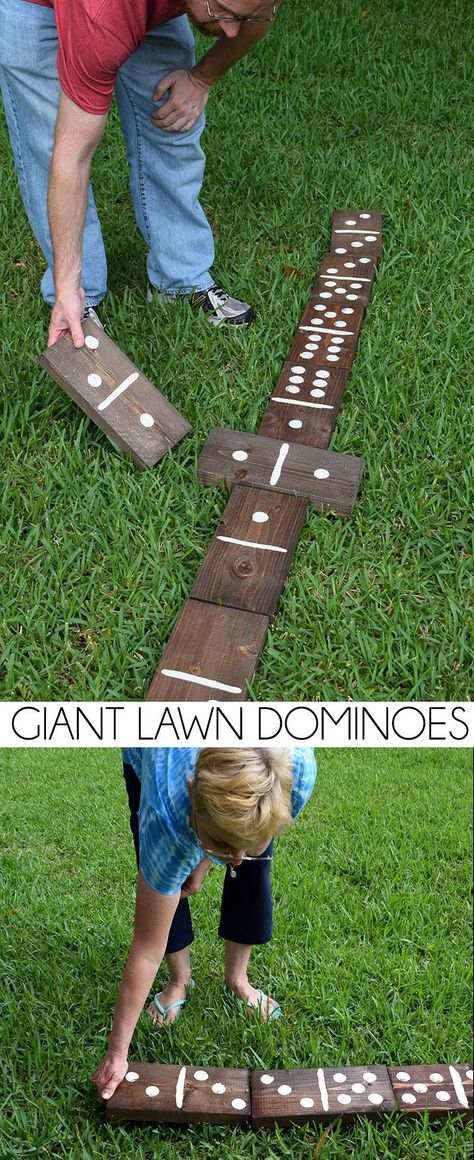 Make a set of giant wood lawn dominoes for less than $20! It's such a fun outdoor activity for the whole family! Backyard Games Kids, Backyard Party Games, Diy Yard Games, Hantverk Diy, Fun Outdoor Activities, Yard Games, Lawn Games, Backyard Games, Diy Yard